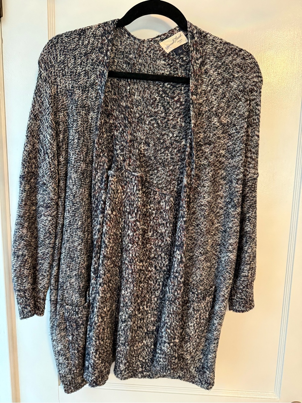 Universal Thread Gray & Black Marled Open-Front Cardigan